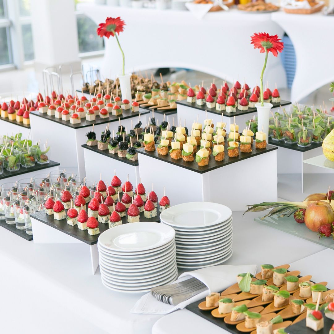Elegant catered dessert display for a special event